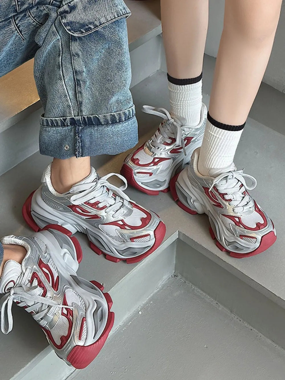 Unisex Chunky Platform Sneakers – Breathable Design for Men and Women