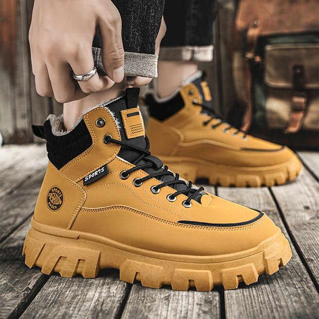 Men's Suede High-Top Martin Boots with Thick Sole for Winter Workwear