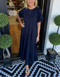 Octavia | Maxi-Kleid mit Puffärmeln und Rundhalsausschnitt