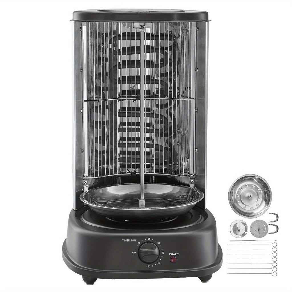 Vertical Shawarma Grill Machine, Electric Gyro Rotisserie Oven with Countertop Broiler for Home Cooking, Dining and Outdoor Meals