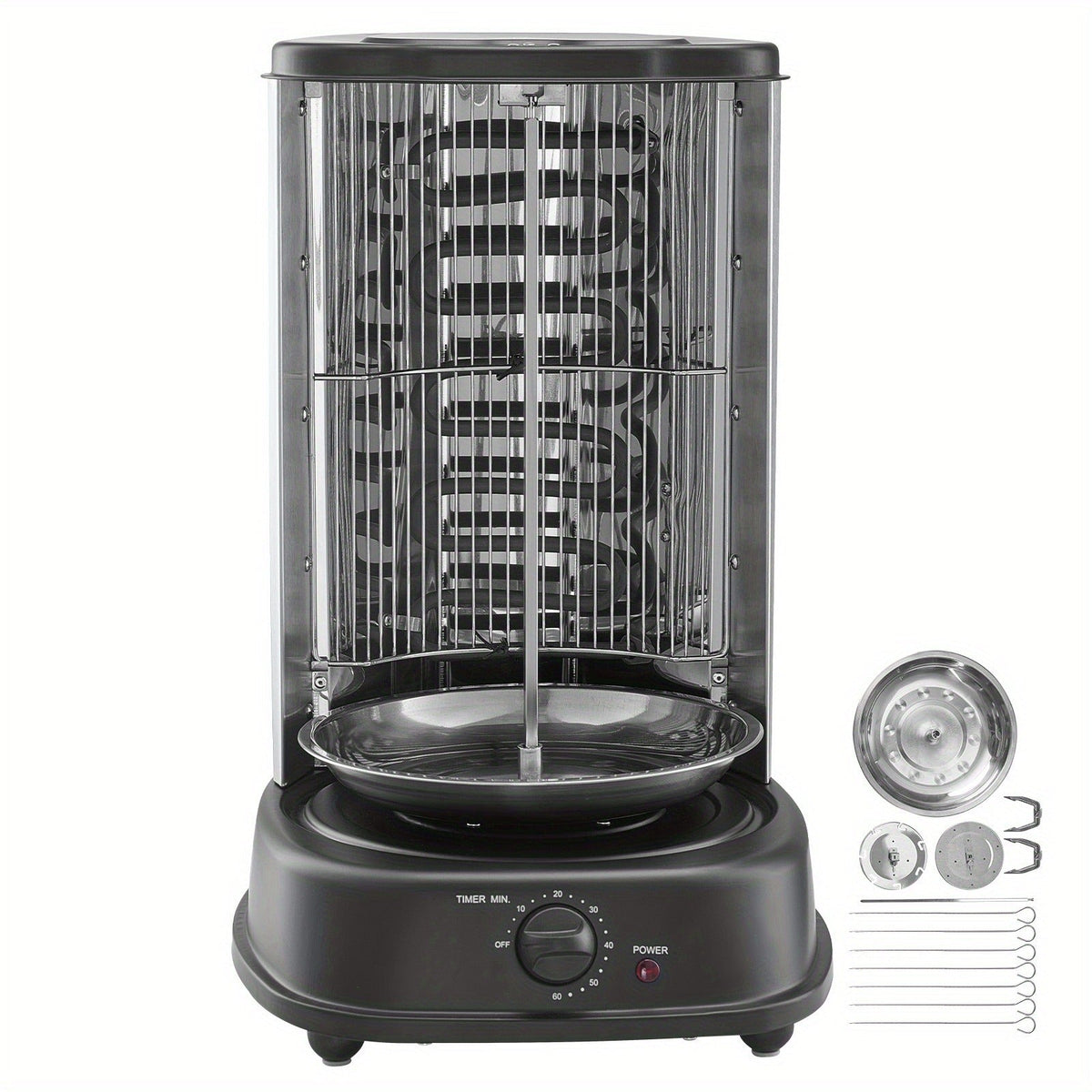Vertical Shawarma Grill Machine, Electric Gyro Rotisserie Oven with Countertop Broiler for Home Cooking, Dining and Outdoor Meals