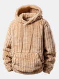 Teddy Fleece Stripe Kangaroo Pocket Hoodie