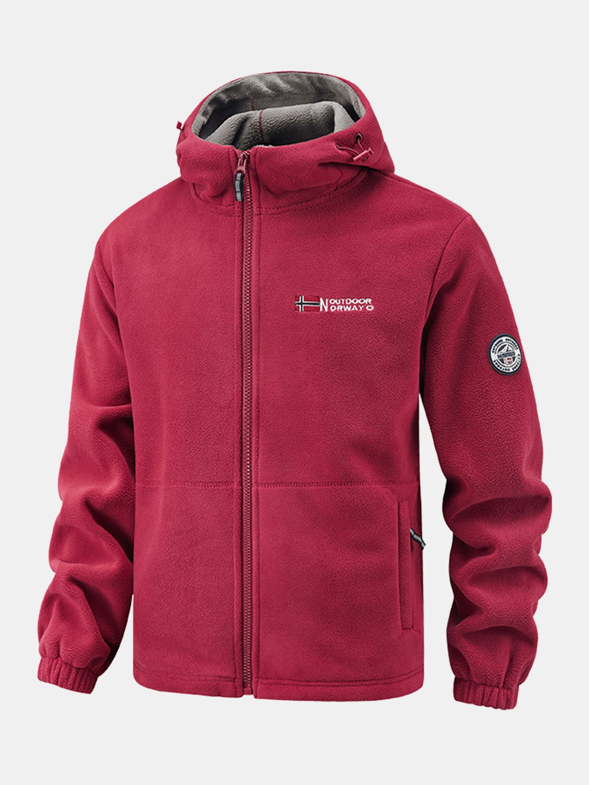 Polar Fleece Zipper Pocket Hooded Coat