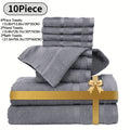 Bath Towel Set in Pure Cotton, Six or Ten Solid-Color Towels for Bathroom Routines, Gym Visits and Travel