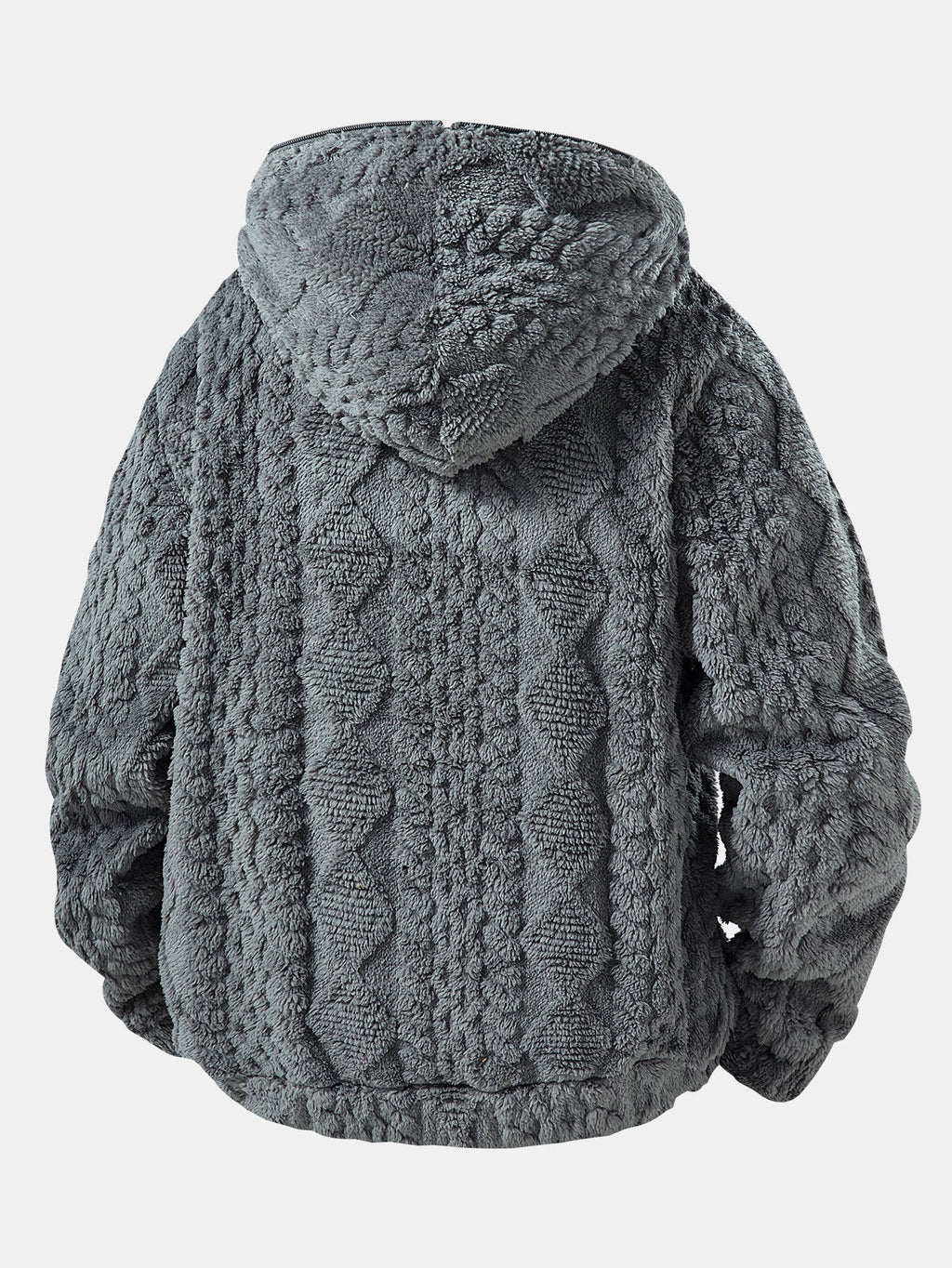 Geometric Jacquard Teddy Half-Zip Hoodie