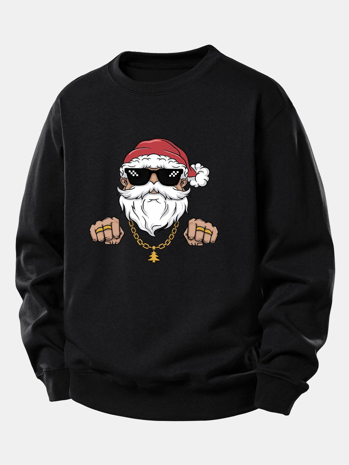 Hip Hop Santa Claus Print Relax Fit Sweatshirt