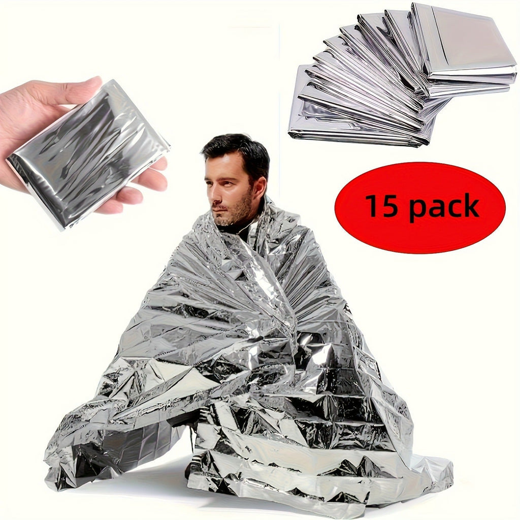 Emergency Mylar Thermal Blanket 52"x82" Reflective Foil Survival Blanket for Camping Hiking Outdoor First Aid Kit Weather Protection Ground Cover