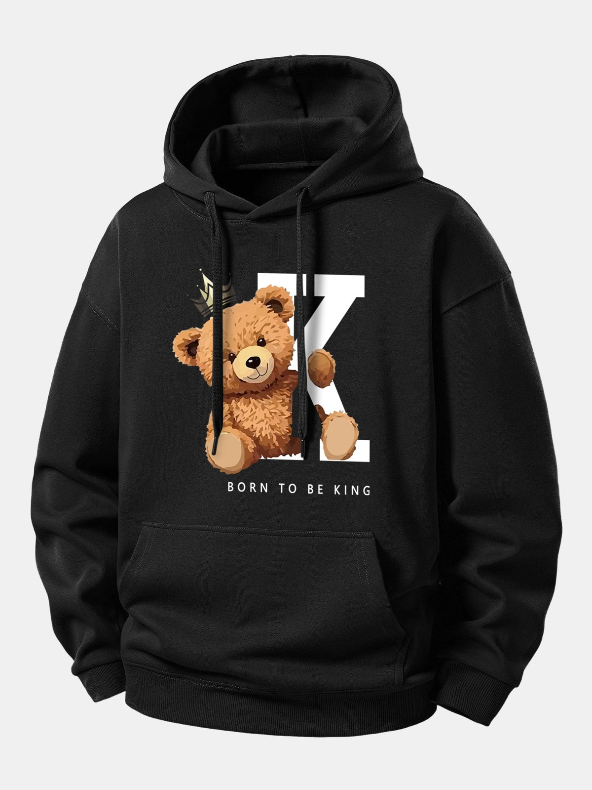 Crown King Bären-Print Relax Fit Hoodie