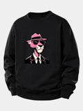 Pink Gentleman Panther Print Relax Fit Sweatshirt