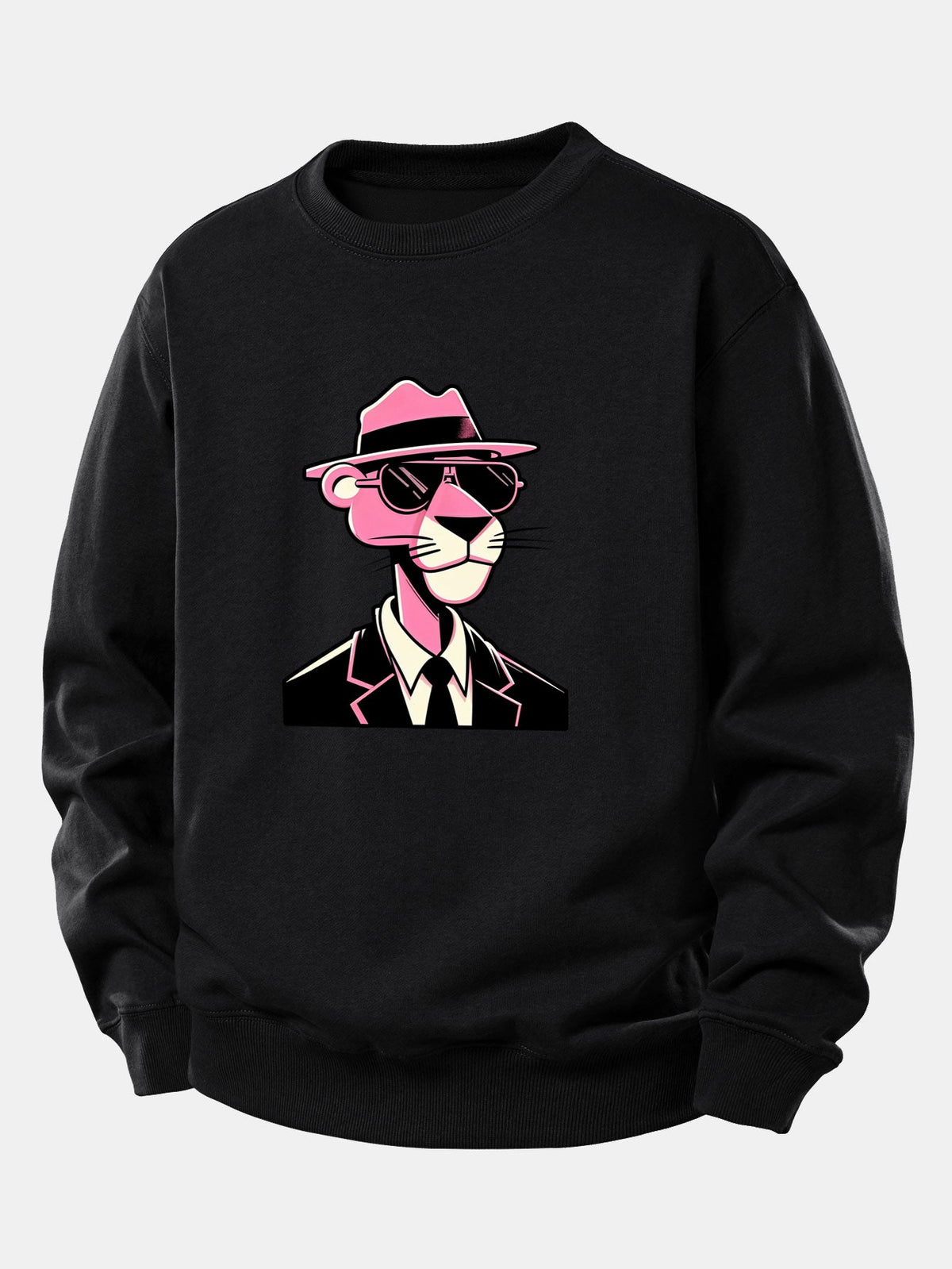 Pink Gentleman Panther Print Relax Fit Sweatshirt