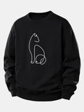 Cat Line Print Relax Fit Sweatshirt