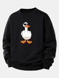 Funny Middle Finger Duck Print Relax Fit Sweatshirt