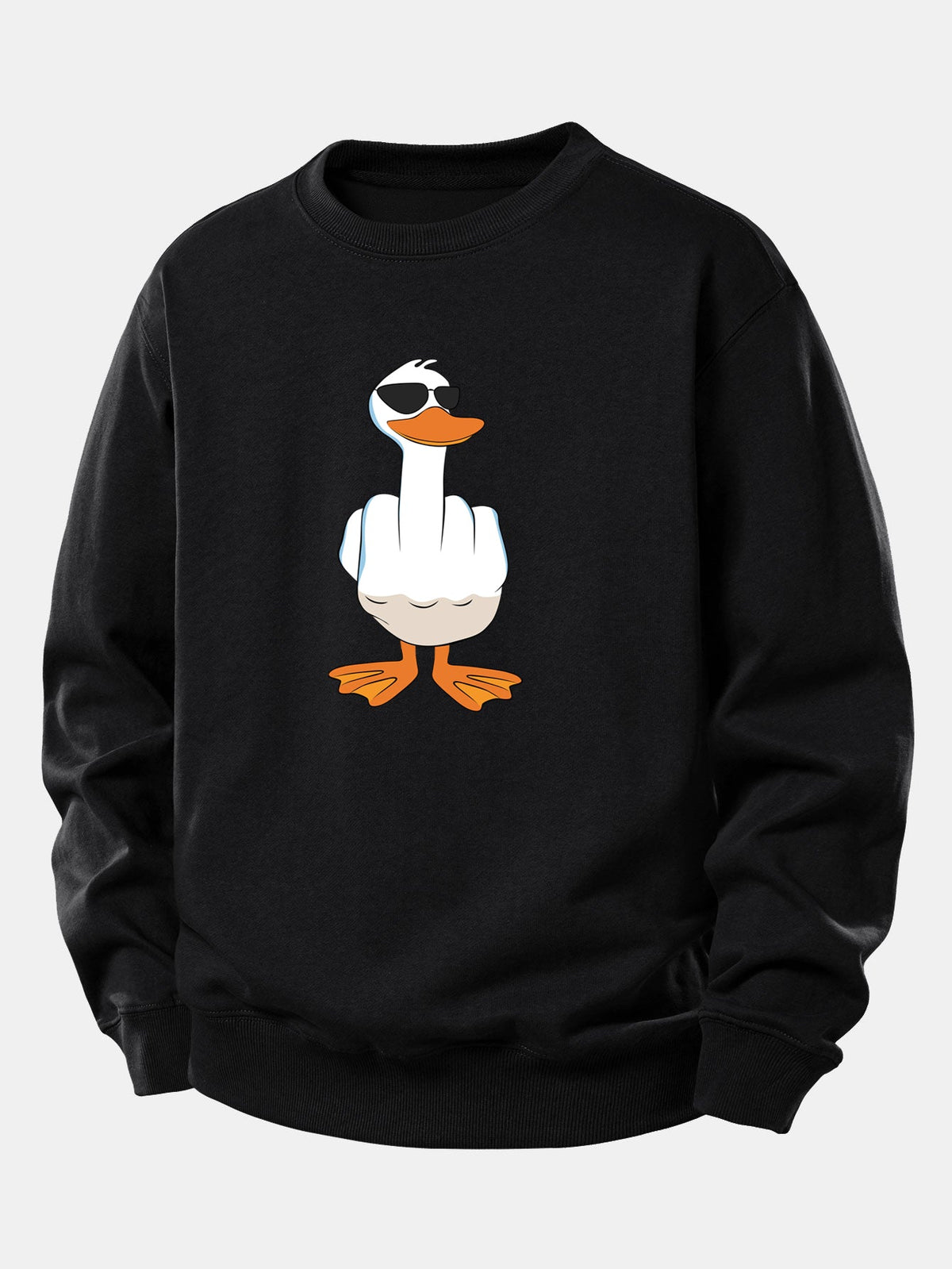 Funny Middle Finger Duck Print Relax Fit Sweatshirt