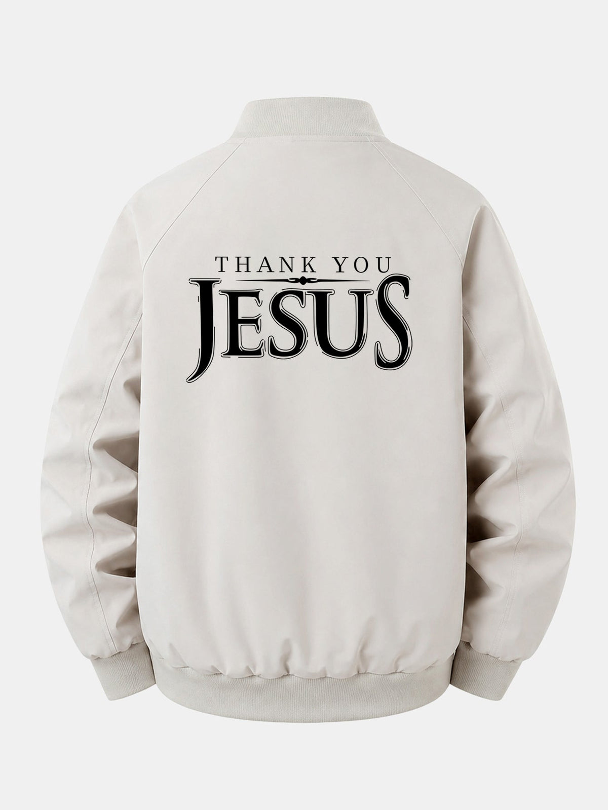 Relax Fit Jesus Print Zip-Up Bomber Jacket