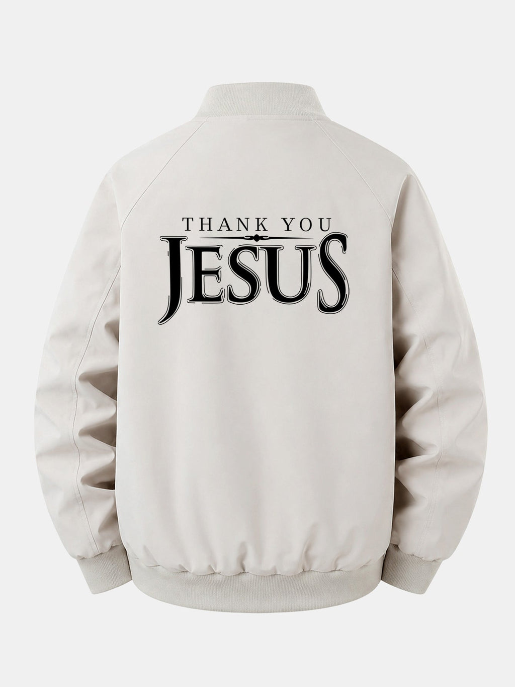 Relax Fit Jesus Print Zip-Up Bomber Jacket