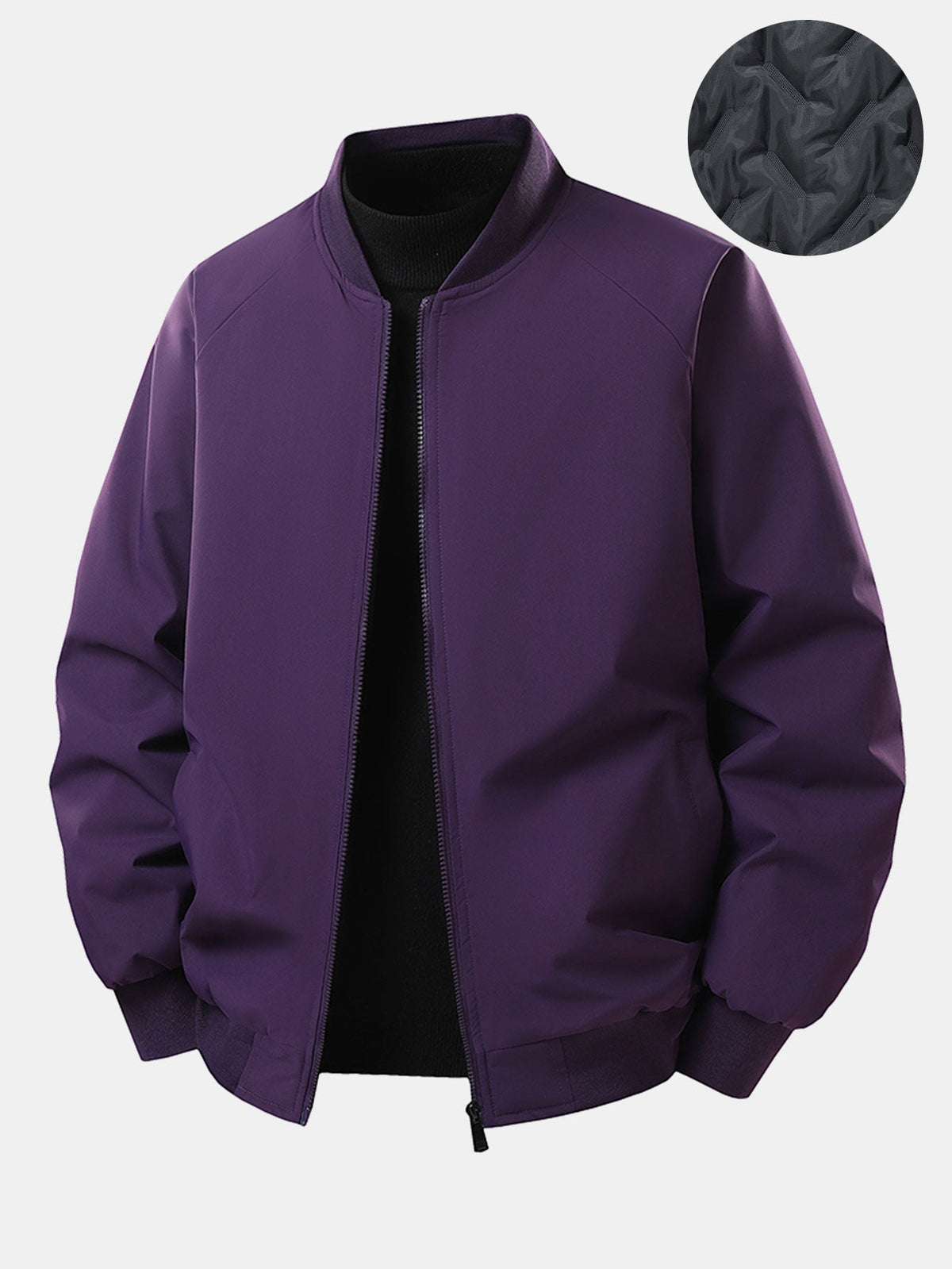 Padded Lining Zip-Up Bomber Jacket