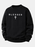 Blessed Cross Print Relax Fit Sweatshirt