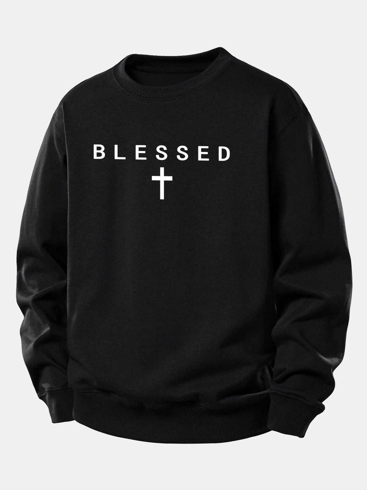Blessed Cross Print Relax Fit Sweatshirt