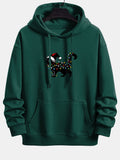 Christmas Colorful Light Black Cat Print Relax Fit Hoodie