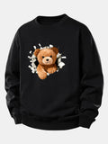 Bear Breaking Through The Wall Print Relax Fit Sweatshirt