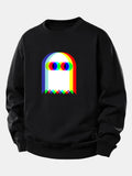 Glitch Ghost Print Relax Fit Sweatshirt