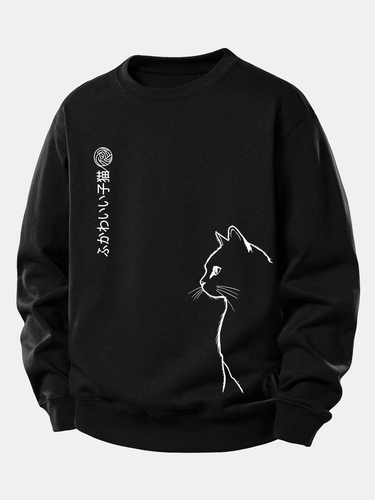Japanese Cat Print Relax Fit Sweatshirt