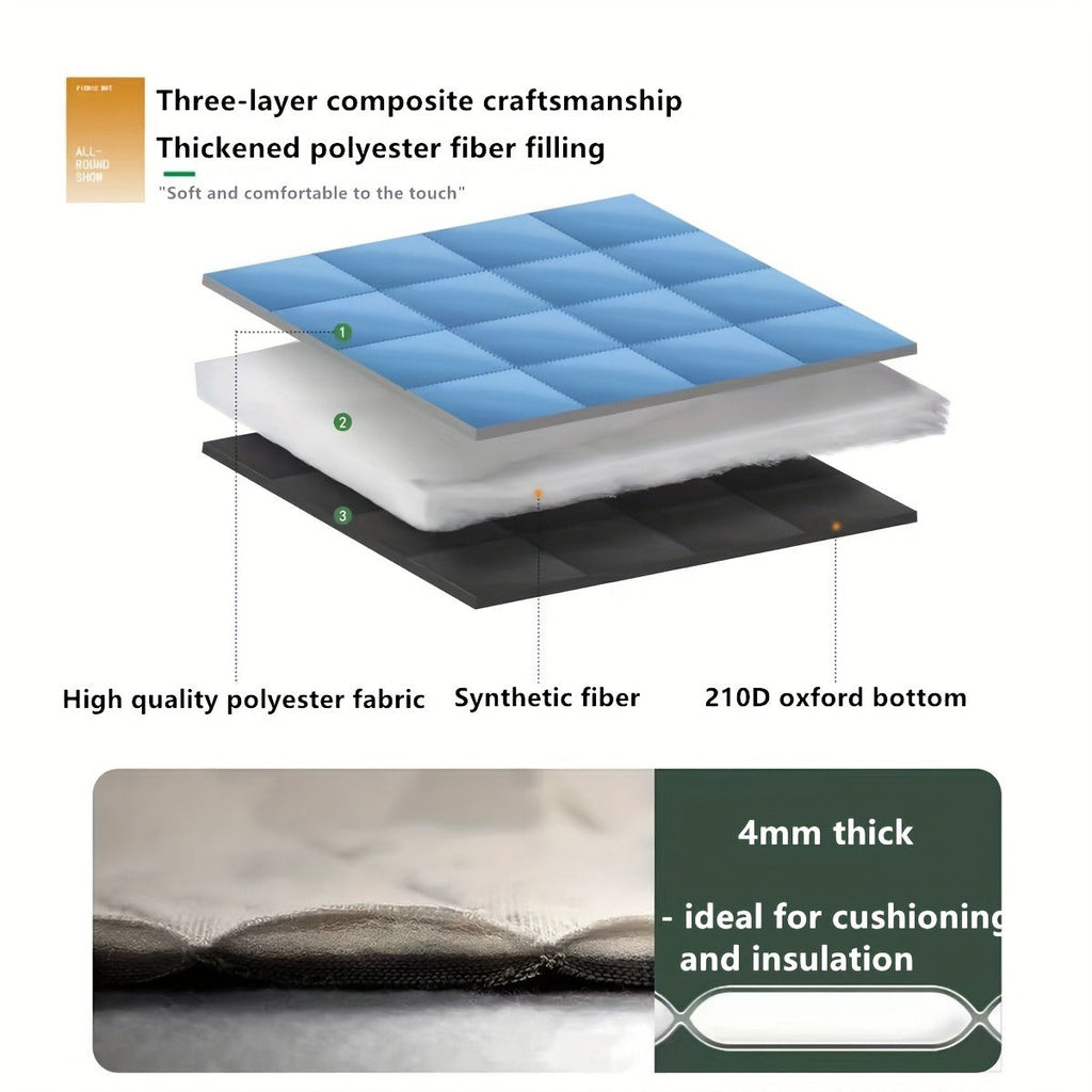 Foldable Picnic Mat 78x78in Dual Layer 240T Polyester & 210D Oxford Cloth Printed Outdoor Beach Mat for Camping – Ultrasonic Design All-Season Ground Cover