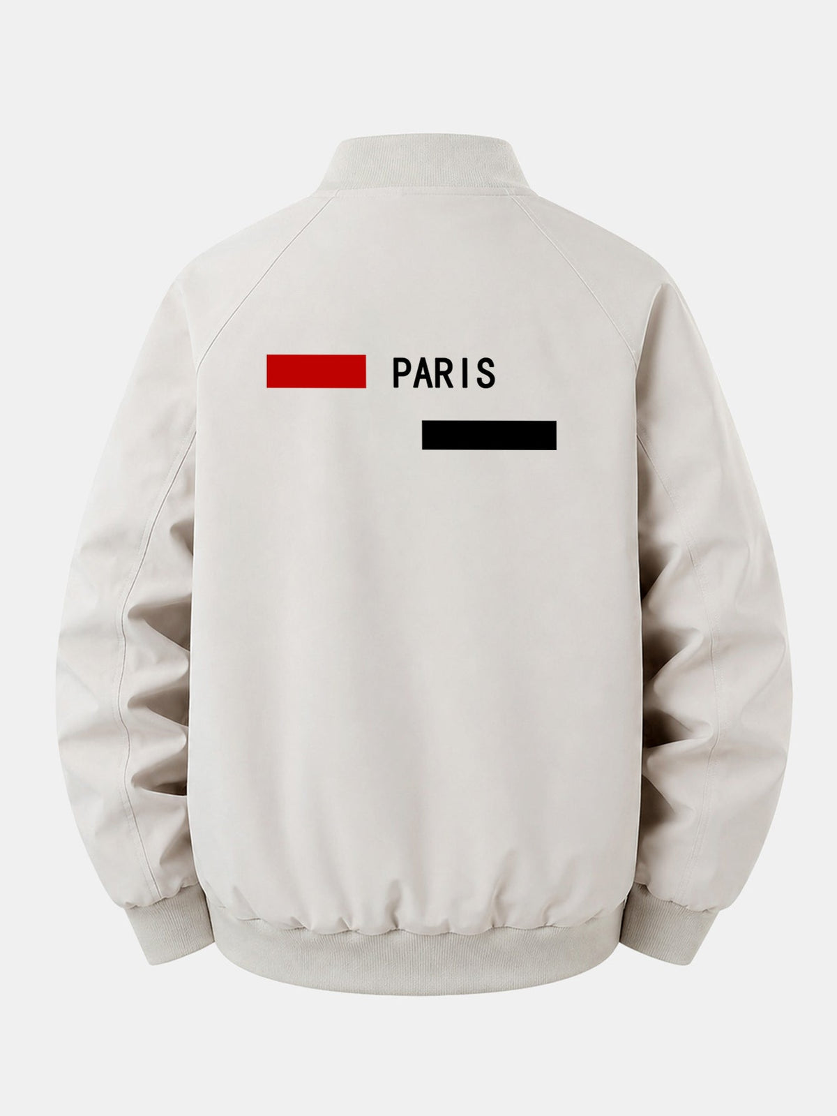 Relax Fit Paris Stripe Print Zip-Up Bomber Jacket