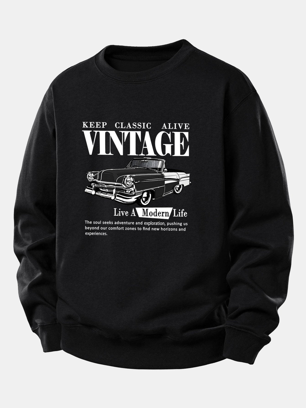 Vintage Car Print Relax Fit Sweatshirt