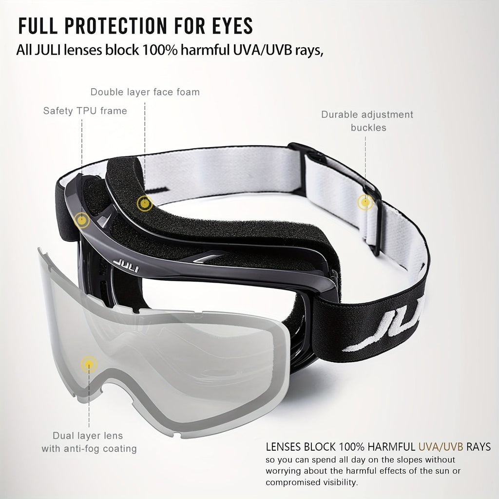 Black MAXJULI Over-the-Glasses Ski Goggles with Silver Lens and Single-Piece Checkout Option