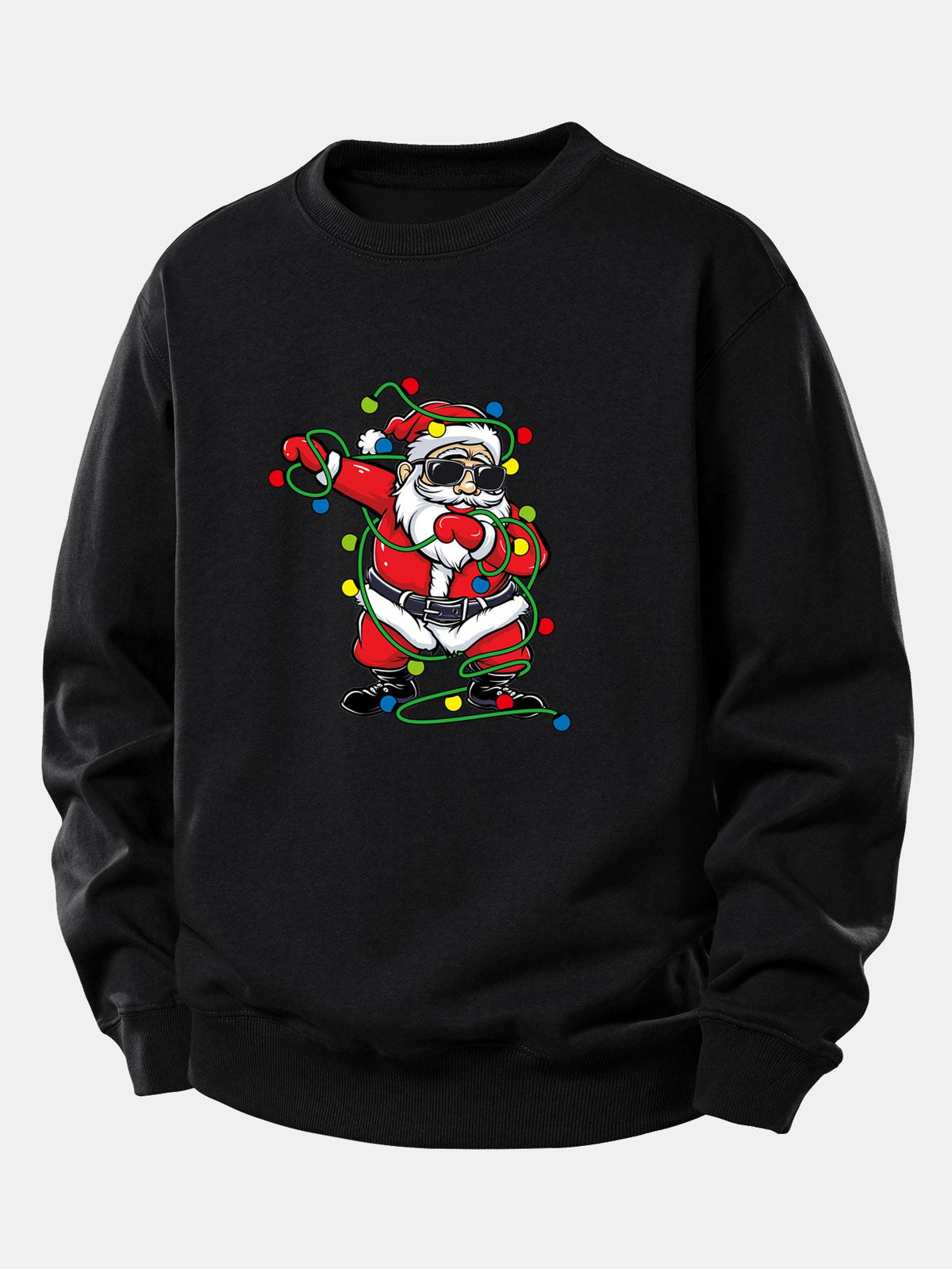 Christmas Lights Santa Claus Print Relax Fit Sweatshirt