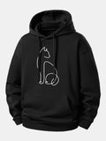 Cat Line Print Relax Fit Hoodie