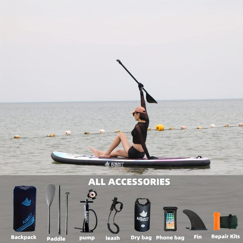 10.6-Foot Purple Inflatable Paddle Board Kit with Adjustable Paddle, Pump, Carry Bag and Water Bag