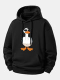 Funny Middle Finger Duck Print Relax Fit Hoodie