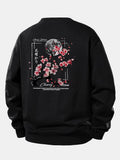 Japanese Cherry Blossoms Print Relax Fit Sweatshirt