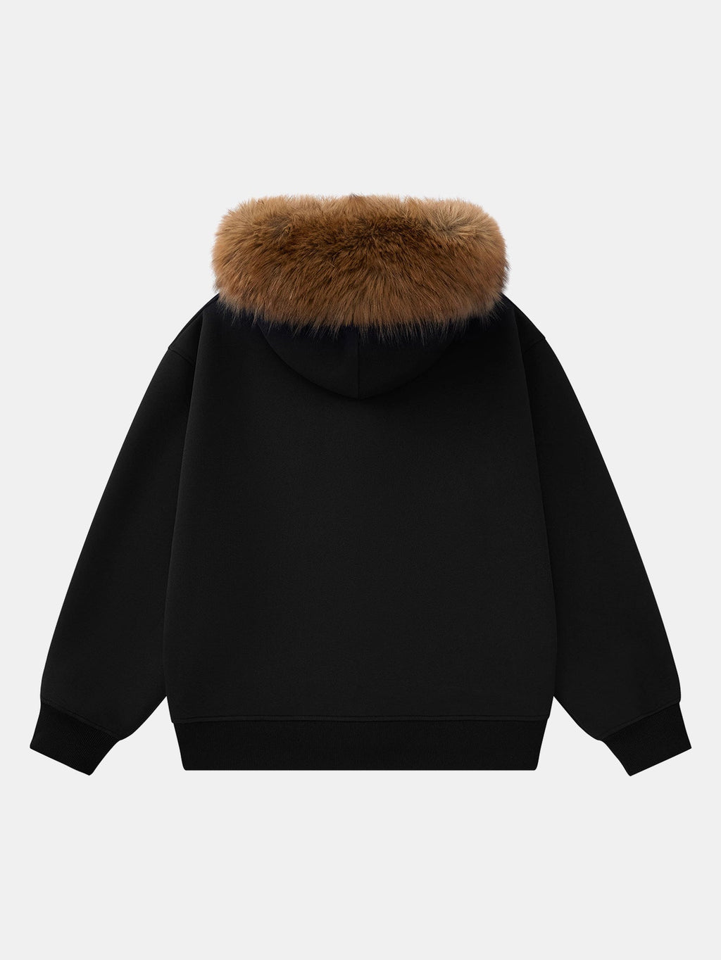 Faux Fur Trim Zip-Up Hoodie