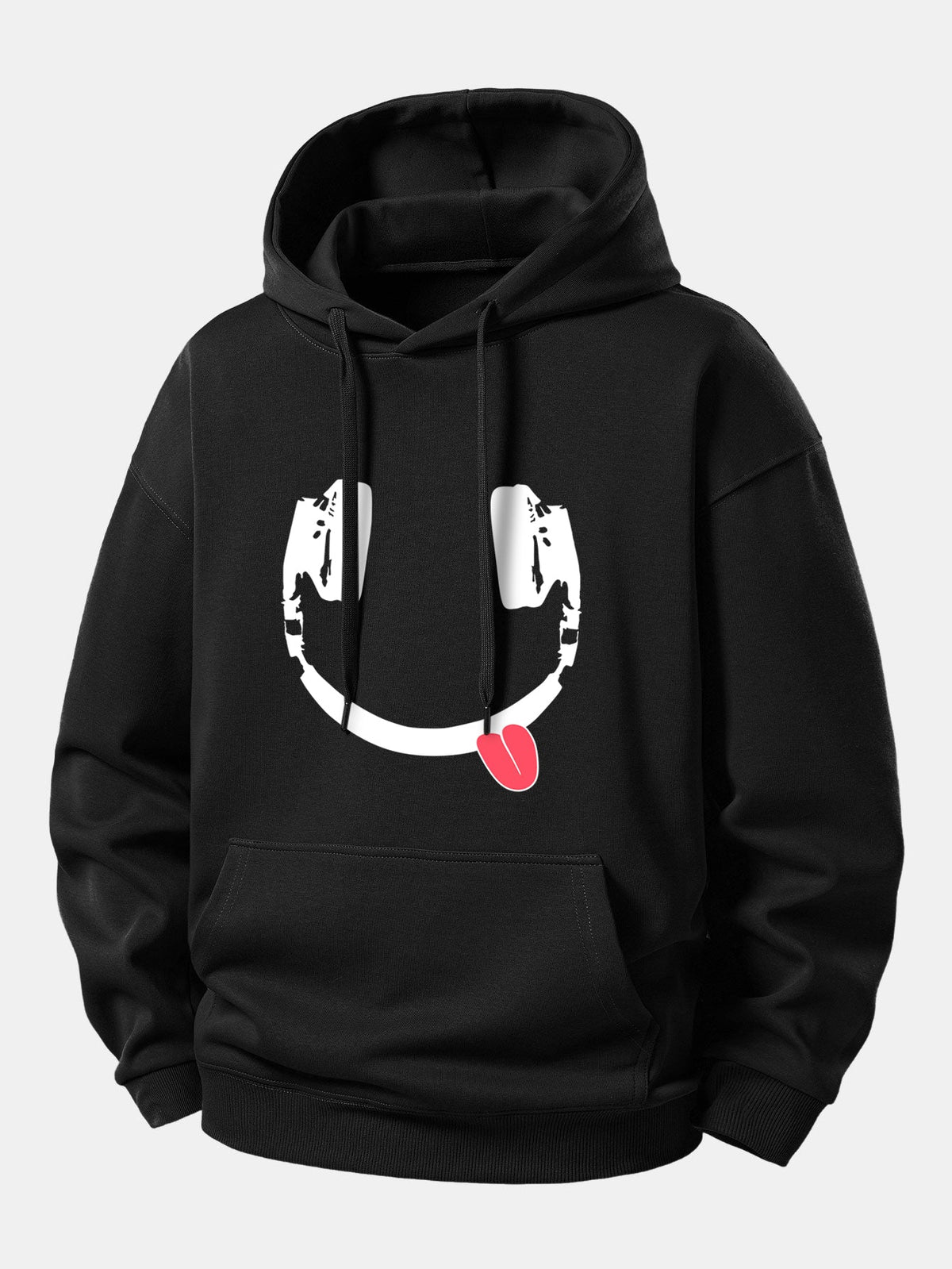 Headphone Smiley Face Print Relax Fit Hoodie