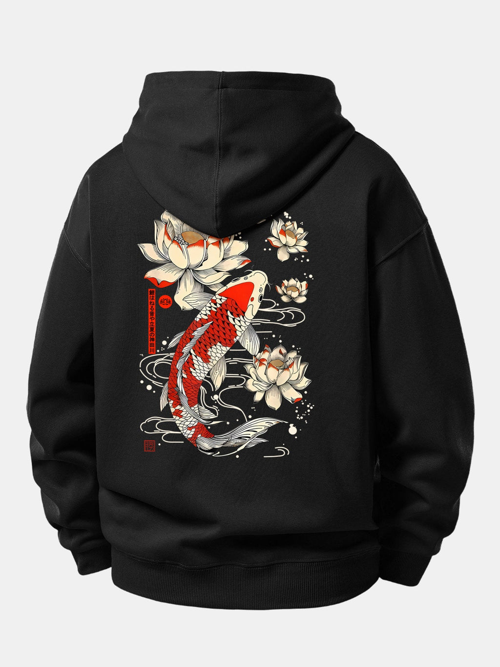 Lotus Carp Print Relax Fit Hoodie