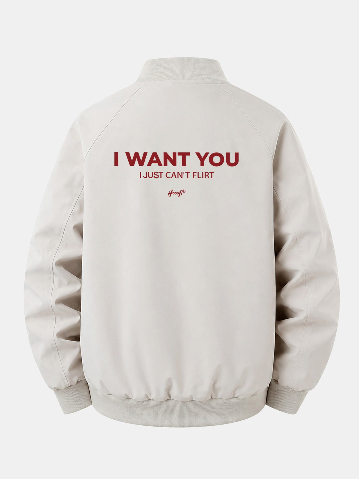 Relax Fit I Want You Back Print Zip-Up Bomber Jacket