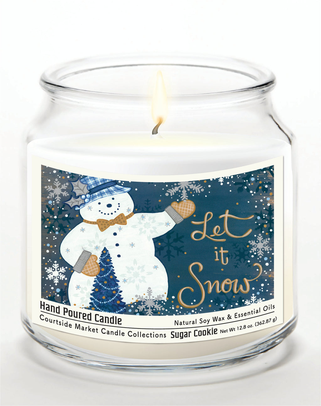 Let It's Snow 12.8 Oz Candle Glass Jar with Brushed Silver Metal Lid