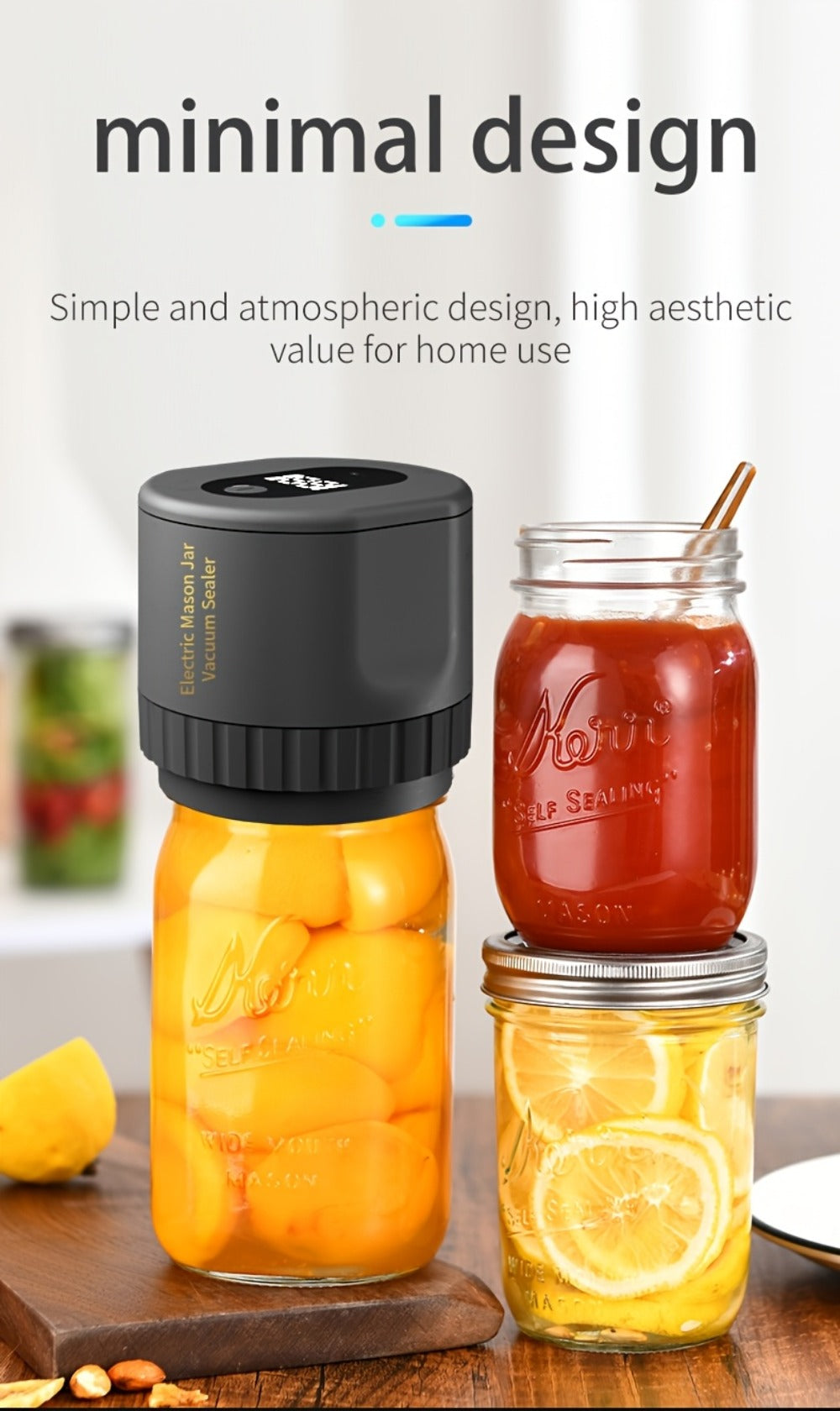 Vacuum Sealer Kit with Regular- and Wide-Mouth Adapters and Lid Accessories and Charging Cable