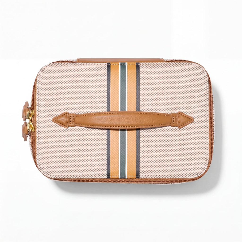 Paravel Cabana See-All Vanity Case EcoCraft Canvas Vegan Leather Shandy