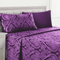 Bed Sheet Set Paisley Brushed Polyester in 4- or 6-Piece Sizing with 16-Inch Pocket and Wash Instructions