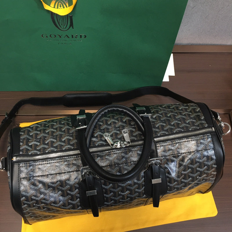 Goyard Croisère 50 Travel Bag – Black Goyardine Canvas Black Leather Silver Hardware