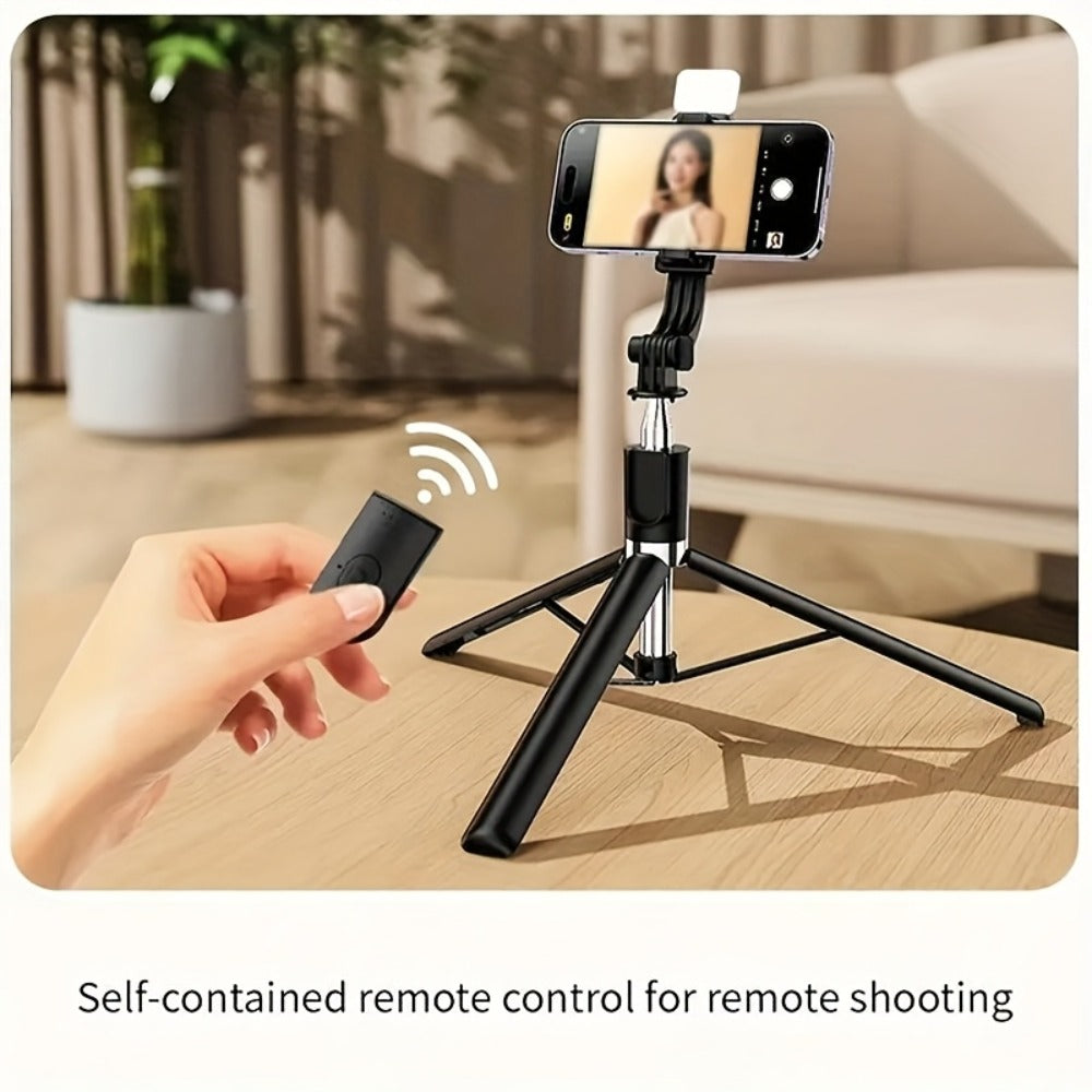 68 Inch Live Streaming Tripod Floor Standing with Wireless Remote, Retractable Selfie Stick, 360° Rotation