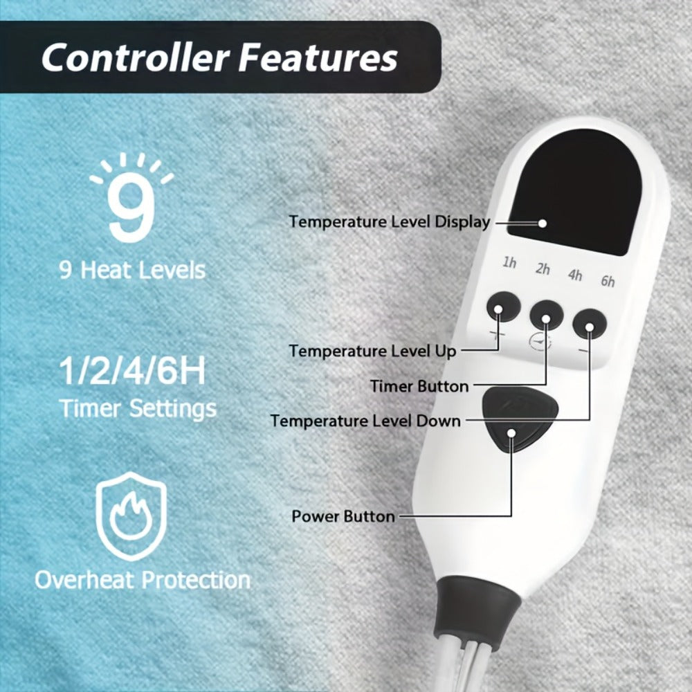 Electric Mattress Pad Heated Bed Warmer 63"x31" - 9 Heat Settings, 4 Auto Shutoff Modes, Rapid Warming