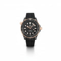 Omega Seamaster Diver 300M – Black Ceramic Everose Gold Crown Black Wave Dial Rose Gold Hands Rubber Strap