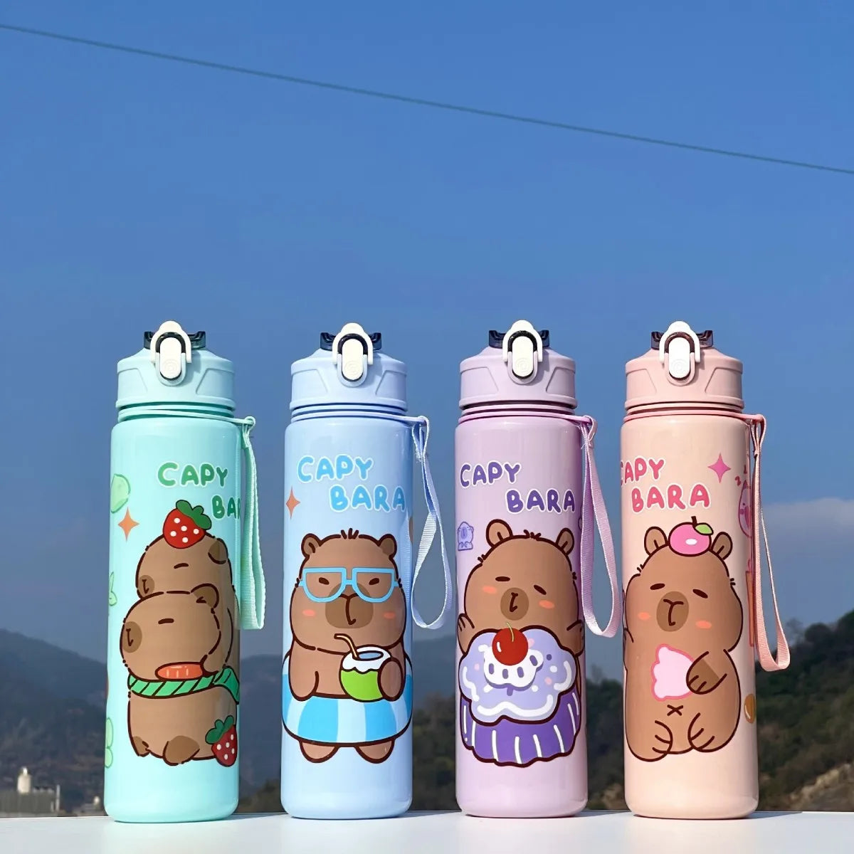 Capybara Cartoon Large Capacity Water Bottle