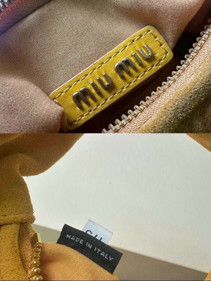 Miu Miu Wander Matelassé Mini Hobo Bag — Sunflower Yellow