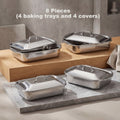 Stainless Steel Baking Sheet Pan Set with Lids, Nonstick Oven Trays & Roasting Pans for Baking Bread Desserts Seafood